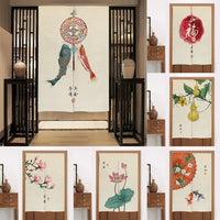 HKM-582419 Elegant Chinese Style Fabric Door Curtain - Multiple Size Options Available