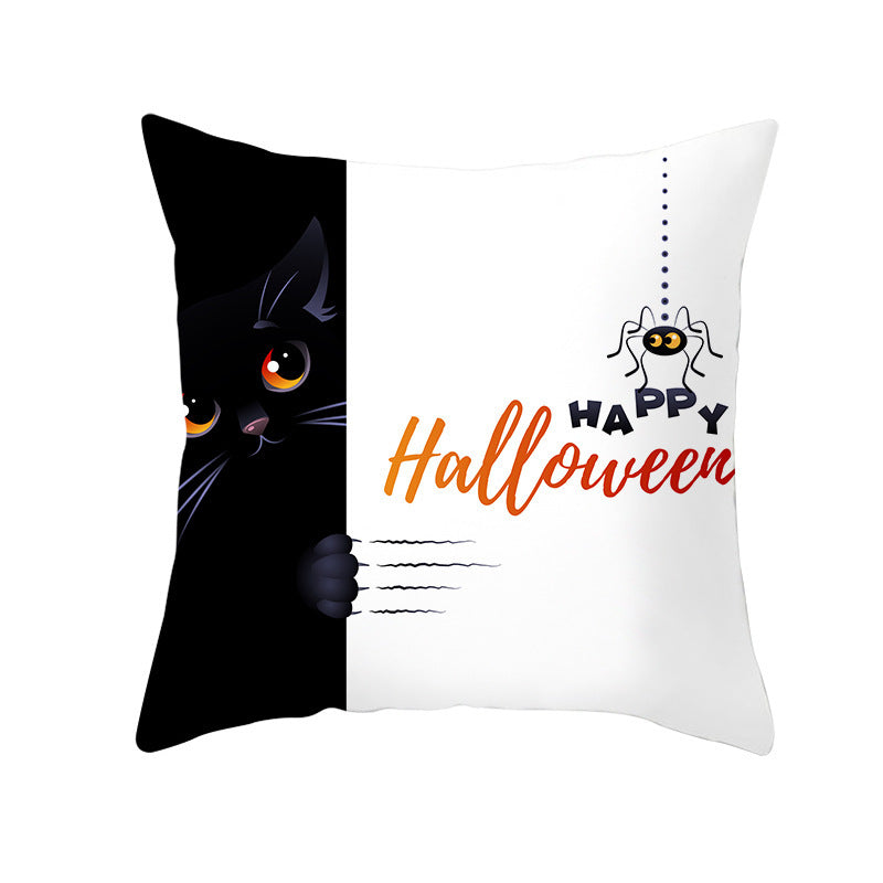 HKM-582419 Halloween Themed Single-Sided Digital Print Peach Skin Pillowcase - 44cm x 44cm