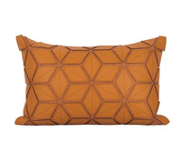 HKM-582547 Geometric Plant and Flower Leather Rectangular Waist Pillow 33x50 cm