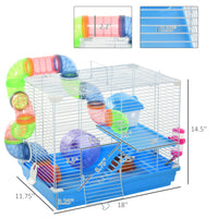 HKM-5825853 2-Level Small Animal Habitat with Exercise Wheel and Accessories for Hamsters, Mice, and Gerbils