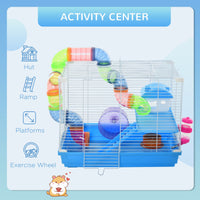 HKM-5825853 2-Level Small Animal Habitat with Exercise Wheel and Accessories for Hamsters, Mice, and Gerbils
