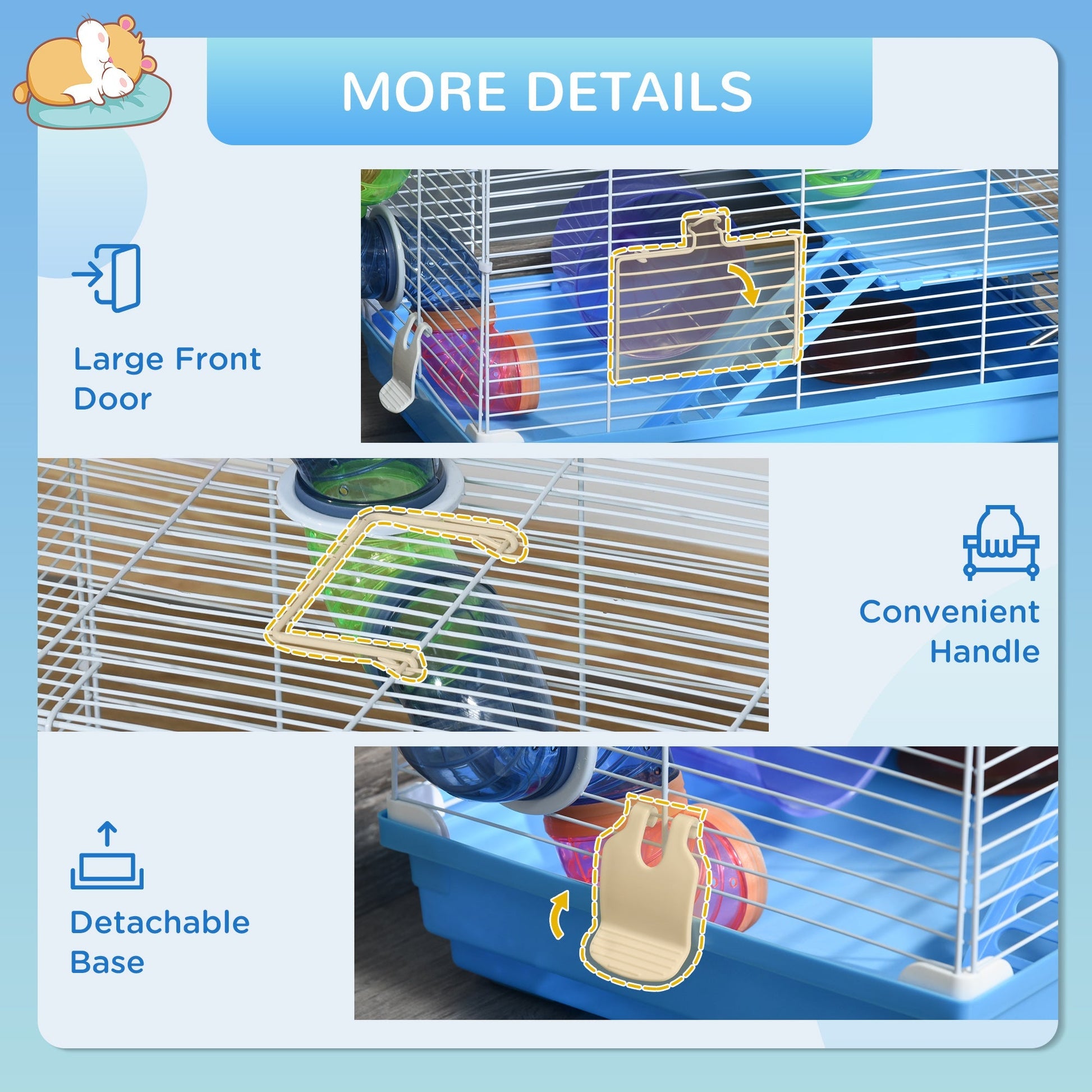 HKM-5825853 2-Level Small Animal Habitat with Exercise Wheel and Accessories for Hamsters, Mice, and Gerbils