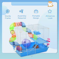 HKM-5825853 2-Level Small Animal Habitat with Exercise Wheel and Accessories for Hamsters, Mice, and Gerbils
