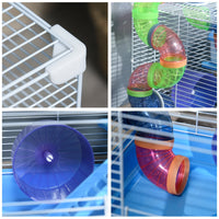 HKM-5825853 2-Level Small Animal Habitat with Exercise Wheel and Accessories for Hamsters, Mice, and Gerbils