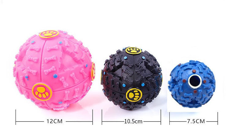HKM-5825981 Eco-Friendly Rubber Chew Toy for Dogs - Squeaky Sound Dispenser Ball in Black, Rose Red, and Blue