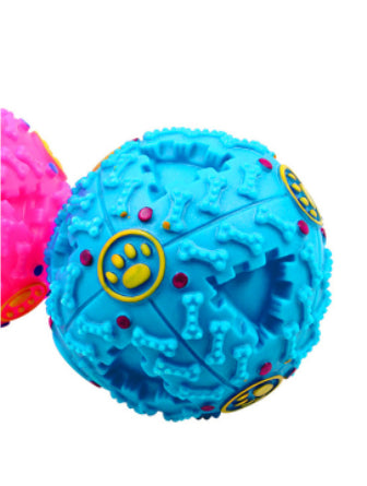 HKM-5825981 Eco-Friendly Rubber Chew Toy for Dogs - Squeaky Sound Dispenser Ball in Black, Rose Red, and Blue