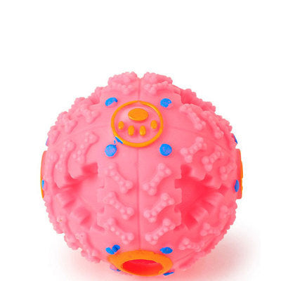 HKM-5825981 Eco-Friendly Rubber Chew Toy for Dogs - Squeaky Sound Dispenser Ball in Black, Rose Red, and Blue