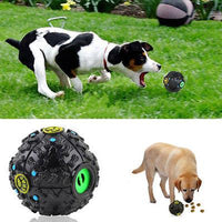 HKM-5825981 Eco-Friendly Rubber Chew Toy for Dogs - Squeaky Sound Dispenser Ball in Black, Rose Red, and Blue