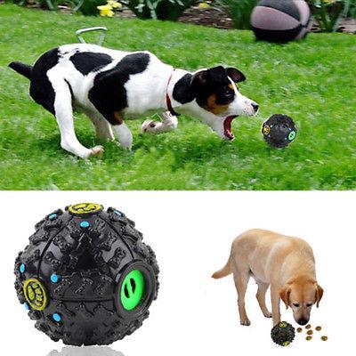 HKM-5825981 Eco-Friendly Rubber Chew Toy for Dogs - Squeaky Sound Dispenser Ball in Black, Rose Red, and Blue