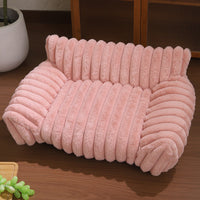 HKM-5826237 Plush Cat Sofa Bed - Thickened Multi-Size Pet Kennel in Pink, Gray, Khaki, Milky White