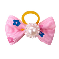 HKM-5827005 Flower Dog and Cat Hair Bow Rubber Band Scrunchie Accessories - 3-4cm, Pack of 50