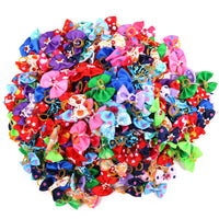 HKM-5827005 Flower Dog and Cat Hair Bow Rubber Band Scrunchie Accessories - 3-4cm, Pack of 50