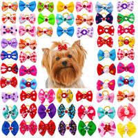 HKM-5827005 Flower Dog and Cat Hair Bow Rubber Band Scrunchie Accessories - 3-4cm, Pack of 50