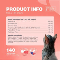 HKM-5828029 Salmon Flavor Flea Support Chews for Cats - Daily Oral Treatment for All Breeds and Ages