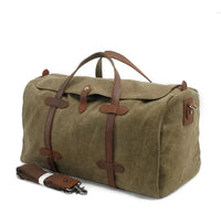 HKM-582931 Large Waterproof Canvas Travel Tote Duffle Bag - 54cm x 22cm x 30cm, Durable with Cowhide Accents
