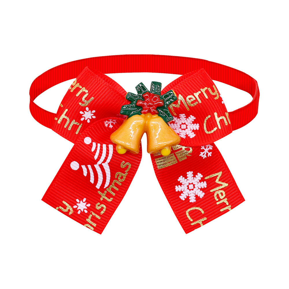 HKM-5830205 Christmas Pet Bow Tie Accessory for Dogs and Cats - Red and Green Design, Multiple Patterns Available