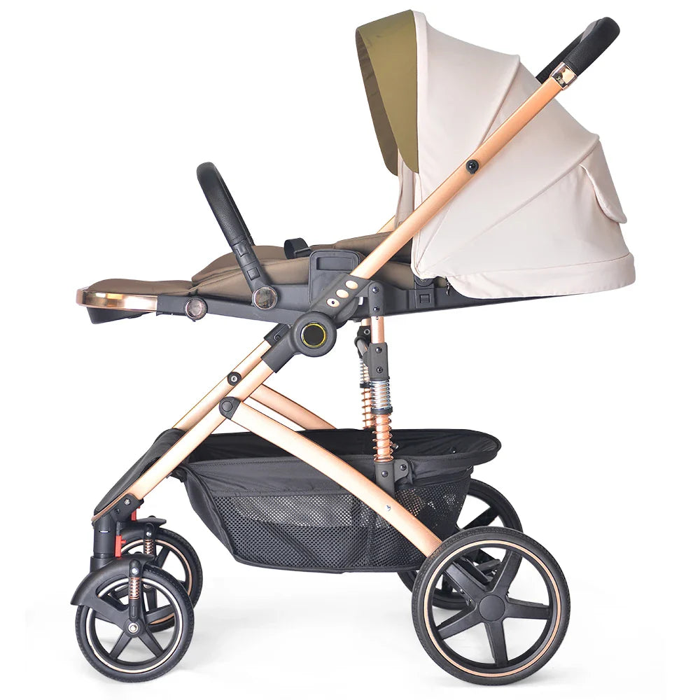 HKM-583059 Luxury 3-in-1 Foldable Travel Baby Stroller with Car Seat and Bassinet Functionality