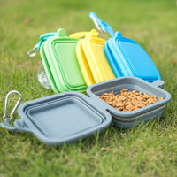 HKM-5831741 Collapsible Silicone Double Bowl for Dogs and Cats - Portable Feeding Dish for Food and Water