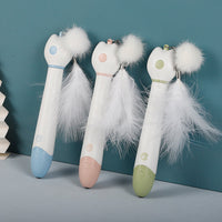 HKM-583187 Telescopic Cat Toy with Plush Ball and Feather - Double-Head Laser Fun Stick