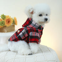 HKM-5833533 Cozy Red Plaid Trench Coat for Pets - Warm Autumn & Winter Fashion