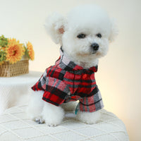 HKM-5833533 Cozy Red Plaid Trench Coat for Pets - Warm Autumn & Winter Fashion