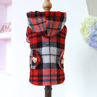 HKM-5833533 Cozy Red Plaid Trench Coat for Pets - Warm Autumn & Winter Fashion