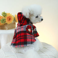 HKM-5833533 Cozy Red Plaid Trench Coat for Pets - Warm Autumn & Winter Fashion