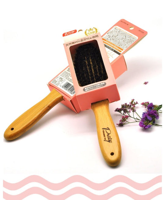 HKM-583443 Bamboo Hair Brush with Wild Boar Bristles and Ergonomic Handle