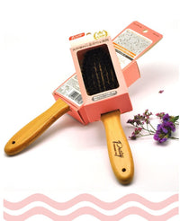 HKM-583443 Bamboo Hair Brush with Wild Boar Bristles and Ergonomic Handle