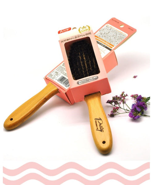 HKM-583443 Bamboo Hair Brush with Wild Boar Bristles and Ergonomic Handle