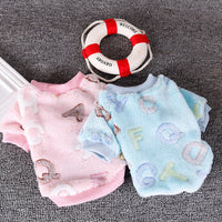 HKM-583443 Cozy Fleece Pajamas for Small Dogs - Chihuahua, Yorkie, Pug - Winter Dog Sweater in Pink and Light Blue