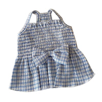 HKM-5835325 Spring and Summer Dog Bow Pleated Check Skirt in Pink, Yellow, and Blue Plaid - Multiple Sizes Available