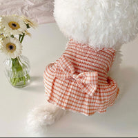 HKM-5835325 Spring and Summer Dog Bow Pleated Check Skirt in Pink, Yellow, and Blue Plaid - Multiple Sizes Available