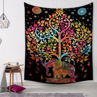 HKM-583571 Elephant Print Polyester Tapestry Wall Blanket - Multiple Sizes Available