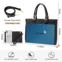HKM-583571 Quilted PU Leather Laptop Briefcase and Tote Bag Set for Women - Fits 15.6 Inch Laptops
