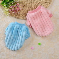 HKM-5836093 Cozy Vertical One-Sided Plush Sweater for Small Dogs and Cats in Korean Pink and Sky Blue