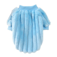 HKM-5836093 Cozy Vertical One-Sided Plush Sweater for Small Dogs and Cats in Korean Pink and Sky Blue