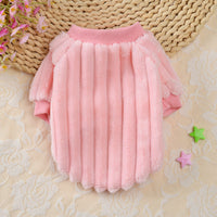 HKM-5836093 Cozy Vertical One-Sided Plush Sweater for Small Dogs and Cats in Korean Pink and Sky Blue