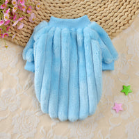 HKM-5836093 Cozy Vertical One-Sided Plush Sweater for Small Dogs and Cats in Korean Pink and Sky Blue