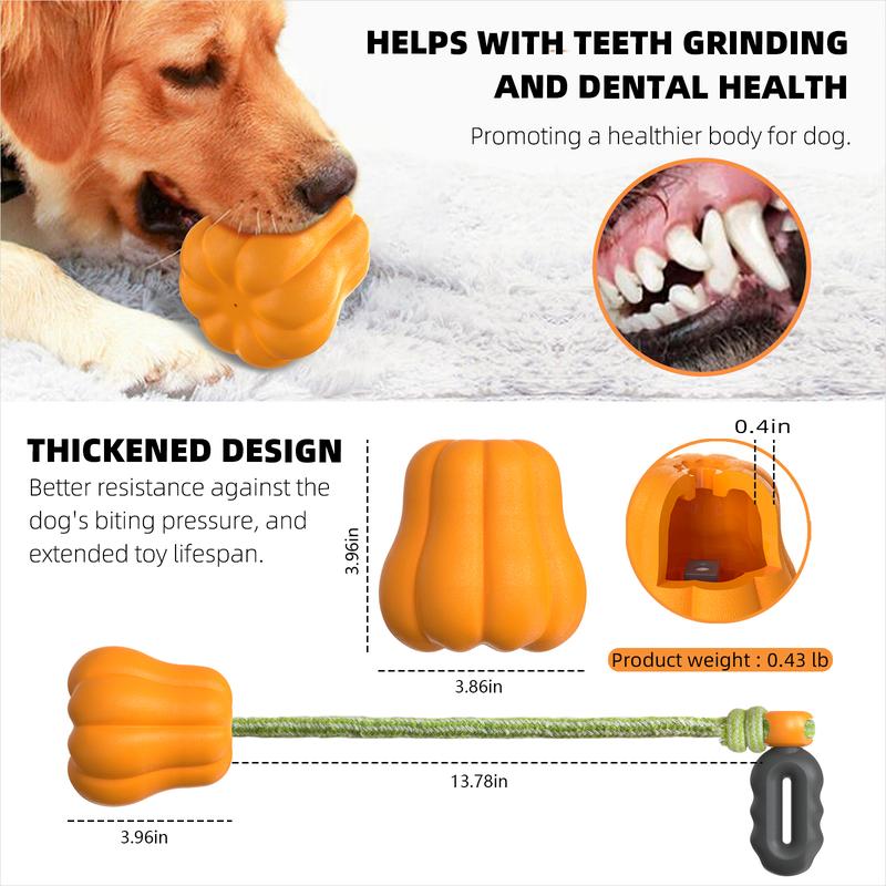 HKM-5836349 Durable Interactive Dog Rope Fetch Toy for Medium and Large Dogs - Teeth Cleaning Pumpkin Design
