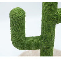 HKM-5836989 Cactus-Shaped Cat Climbing Frame with Sisal Scratching Post, 30x30x49cm, E1 Grade Wood, Green