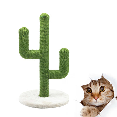 HKM-5836989 Cactus-Shaped Cat Climbing Frame with Sisal Scratching Post, 30x30x49cm, E1 Grade Wood, Green