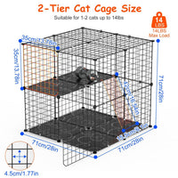 HKM-5837373 2-Tier Cat Cage Playpen with Climbing Ladder and Dual Doors for Small Pets, Detachable Indoor Enclosure for Cats, Ferrets, and More