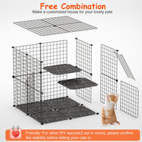 HKM-5837373 2-Tier Cat Cage Playpen with Climbing Ladder and Dual Doors for Small Pets, Detachable Indoor Enclosure for Cats, Ferrets, and More