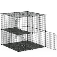HKM-5837373 2-Tier Cat Cage Playpen with Climbing Ladder and Dual Doors for Small Pets, Detachable Indoor Enclosure for Cats, Ferrets, and More