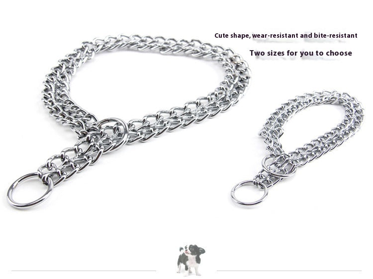 HKM-5837501 Stainless Steel Double Row Dog Collar - Durable Design for All Seasons, 2.0*30cm & 3.0*50cm Options