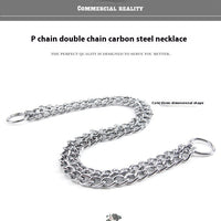 HKM-5837501 Stainless Steel Double Row Dog Collar - Durable Design for All Seasons, 2.0*30cm & 3.0*50cm Options