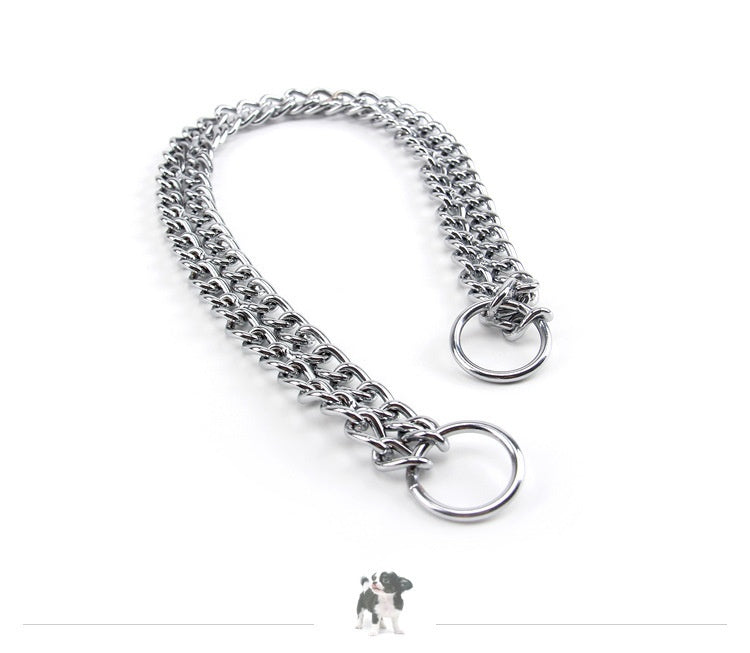 HKM-5837501 Stainless Steel Double Row Dog Collar - Durable Design for All Seasons, 2.0*30cm & 3.0*50cm Options