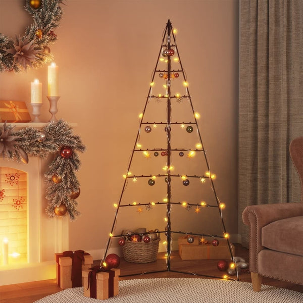 HKM-583827 Modern Black Metal Christmas Tree - 180 cm Height, Powder-Coated Steel, Assembly Required