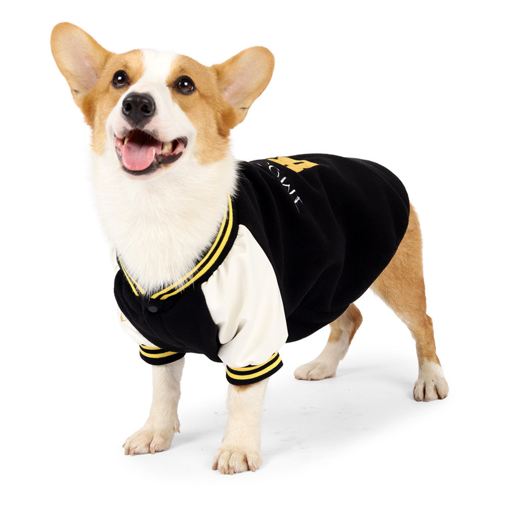 HKM-5838781 Medium Dog Polar Fleece Baseball Sweater – Red & Black, Sizes M to XXL